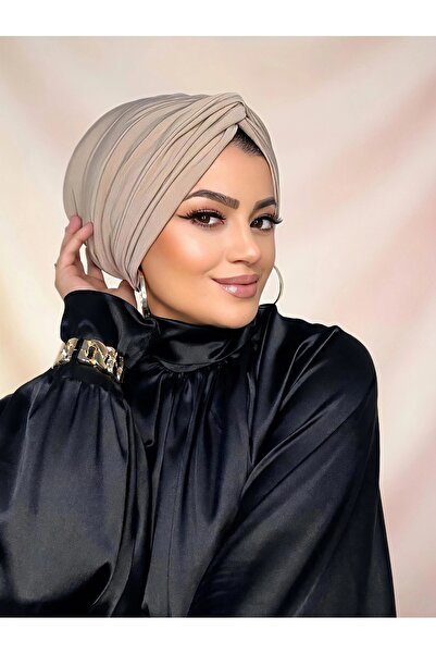 Moda Nurhan Bej Dolgulu Düğüm Bone