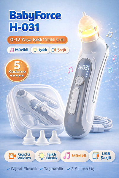 Baby Force BF-45 Şarjlı Burun Aspiratörü 0-12 Yaş Işıklı Müzikli Bebek Nazal ...