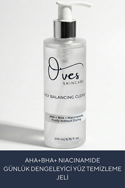 O'ves Skincare Yüz Temizleme Jeli 200 ml - Tüm Cilt Tipleri İçin Sebum Dengel...