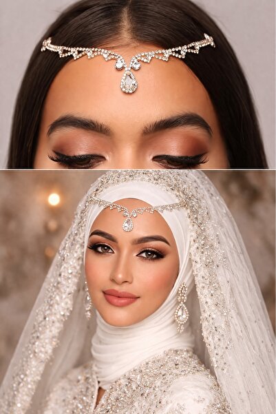 GlassySKY (ΑΣΗΜΕΝΙΟ) Ινδικό κόσμημα κεφαλής/κολιέ/αξεσουάρ μαλλιών με στέμμα ...