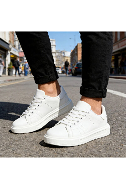 Tmall Pantofi sport bărbătești, din piele ecologică, B4072, alb