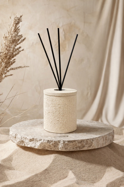 Lethe Design Doğal Taş Dokulu Oda Kokusu Kabı-Difüzör Raw Stone ( Koku ve Çub...