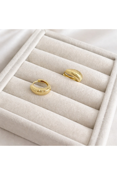 ATELİER GİZEM Xuping kararmaz halka burgu 14k gold çelik küpe
