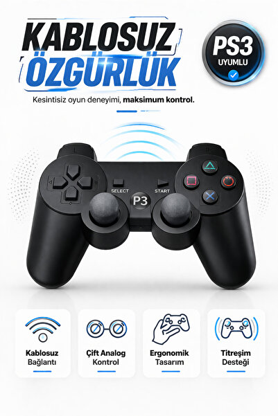 Maybax Ps3 Kablosuz Analog Oyun Kolu Oyuncu Konsolu Dualshock Wireless Joysti...