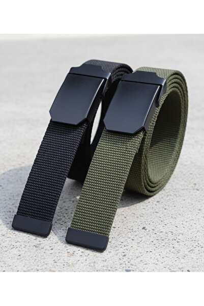 Deribond 2 Ανδρικές ζώνες σε μαύρο και χακί χρώμα, στυλ Palaska