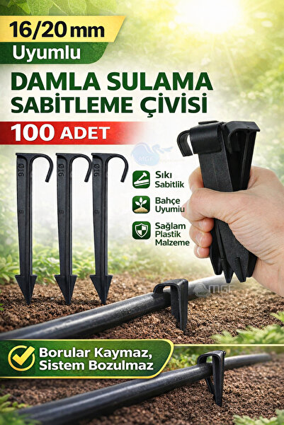 MGF PLAST Mgf 16mm. 100 Ad. X Boru Sabitleme Kazığı (15cm) Damla Sulama - Dam...