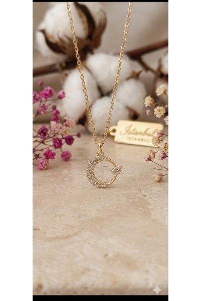 NAS fashion Crescent Star Zircon Stone Necklace Design Where Elegance and Meaning Meet