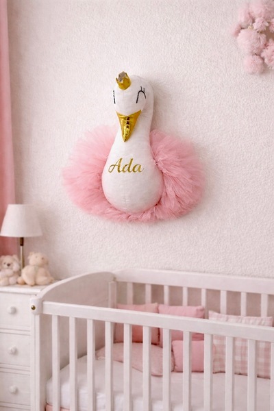 Doğadan Concept Kişiye Özel İsimli Kuğu Peluş Oyuncak –30 Cm Gold Yazılı Bebe...