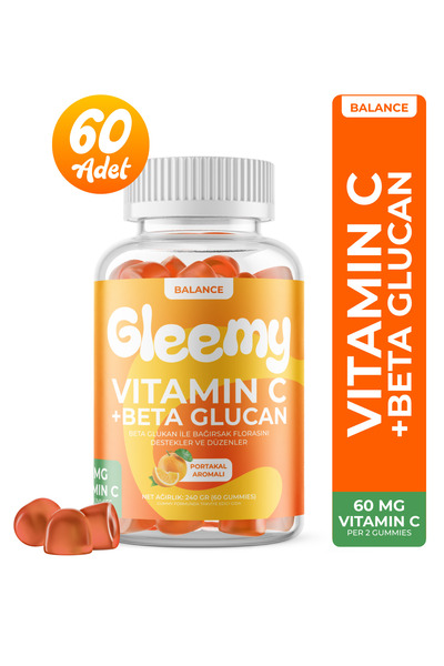 Gleemy Balance Vitamin C Beta Glukan Çinko Çiğnenebilir Takviye Edici Gıda 60...