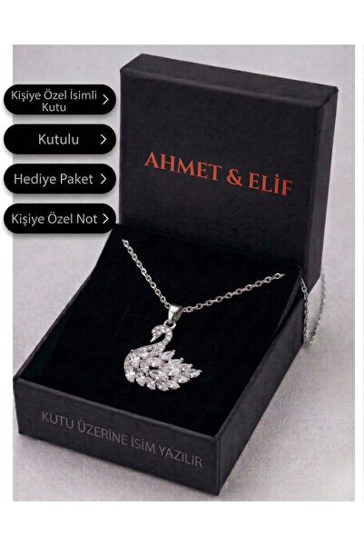 Personalized Name Boxed Steel Silver Color Swan Model Necklace for Women