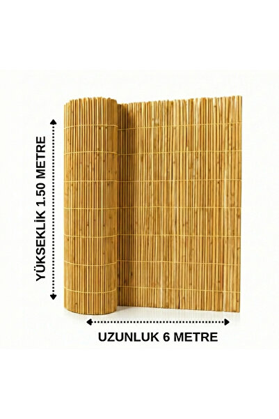 AYGHOME 1,50 Metre x 6 Metre Doğal Kamış Hasır Çit | Bahçe Çiti,Balkon Çiti,G...