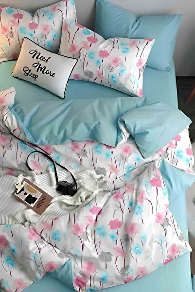 İQON طقم غطاء لحاف ملاءمة مطاطية مفرد ZAMBAK TURQUOISE