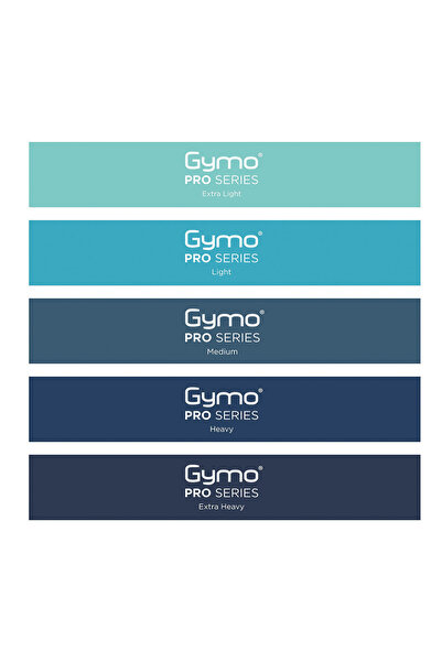 Gymo Pro Series Direnç Bandı Fitness Pilates Esnetme Lastiği 5'li Set Mavi
