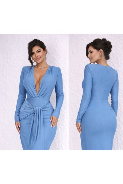 hipnoz butik Kadın bel farklı bağlanabilir detaylı uzun elbise