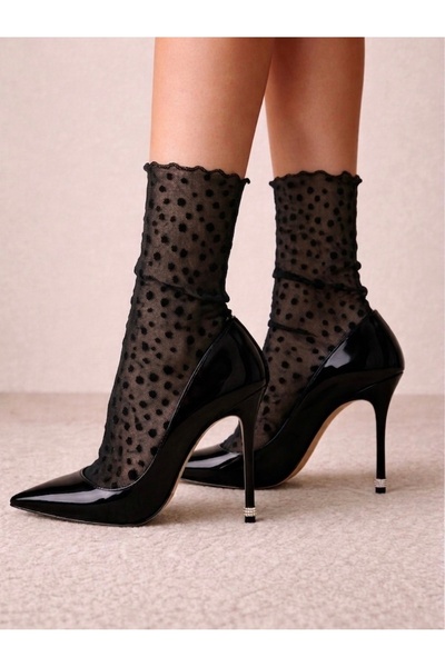 MaChausette Πουά Μαύρες κάλτσες από τούλι