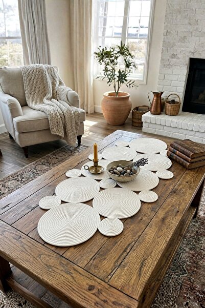 Homever Ordinal Ecru Cotton Rope Runner - Μποέμ Διακοσμητικό Κάλυμμα Τραπεζιο...