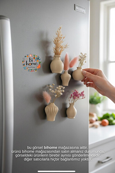 Bihome Ev Dekor & Hediyelik 5’li Minik Vazo Magnet – Dekoratif Çiçeklik Duvar...