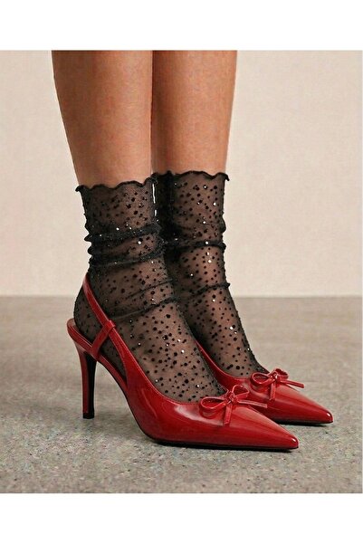 DİLARRA Boutique Μαύρες κάλτσες από τούλι με λάμψη