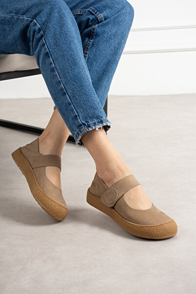 diclepolat Γυναικεία Μπεζ Loafer Παπούτσια από Γνήσιο Δέρμα Ορθοπεδικά Casual...