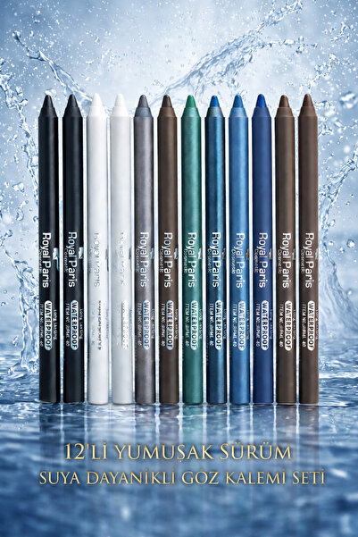 Lesvip's 12 Adet Ultra Yağlı Yumuşak Sürüm Renkli Göz Kalemi & Eyeliner Seti