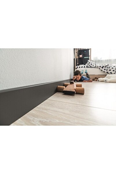 Emek Yapı Laminant Parke Süpürgelik Düz F Model 8cm Antrasit F227