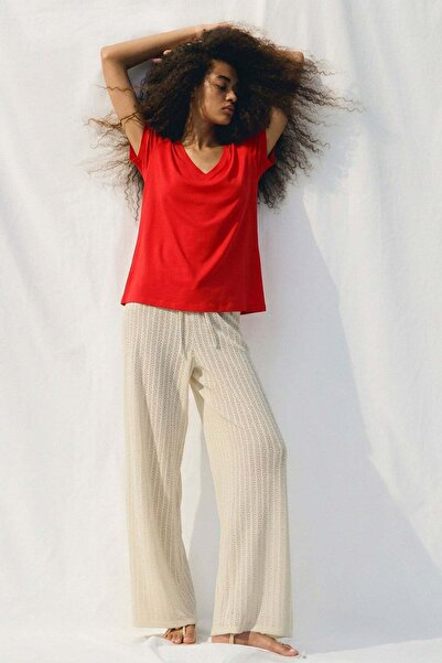 COTENCONCEPT Μπλουζάκι με λαιμόκοψη V μπροστά και πίσω Basic Με μείγμα βισκόζης