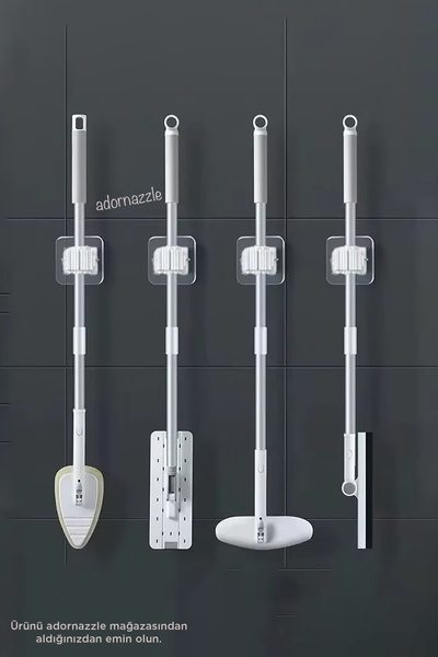 adornazzle 1 Adet Yapışkanlı Pratik Mop Tutucu, Temizlik Fırçası Tutucu, Şems...