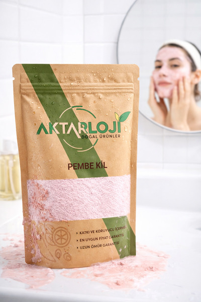 aktarloji 100 gr powder pink clay - natural skin, face and hair mask / pink clay mask