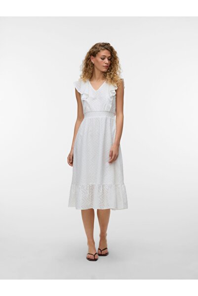 Vero Moda Gesmoktes Kleid VMANNA Midikleid