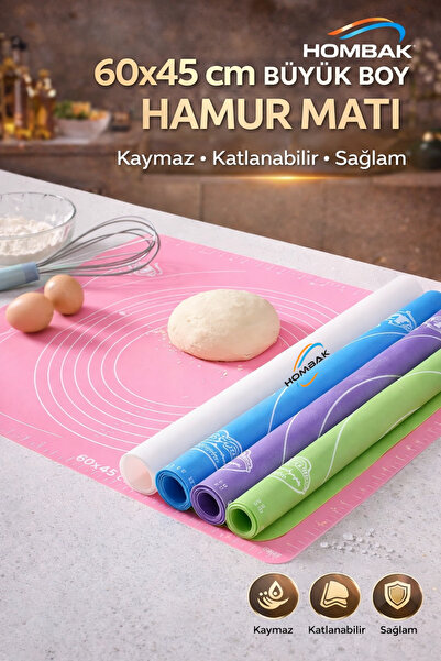 Genel Markalar Pratik Büyük Boy Silikon Hamur Açma Ve Yoğurma Matı 60 X 45 Cm