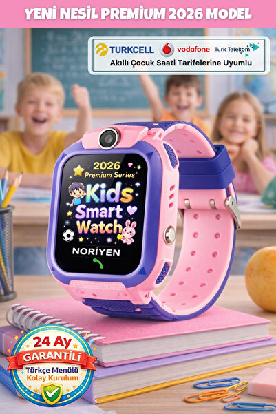 Noriyen Yeni Nesil 2026 Model Kız Çocuk Akıllı Kol Saati - Pembe Mor