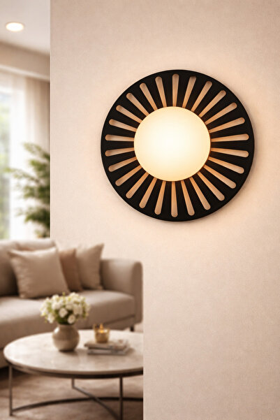 VENON Radial Sconce Black 30 cm Metal Large Size Sconce Glop Glass 15 cm Mode...