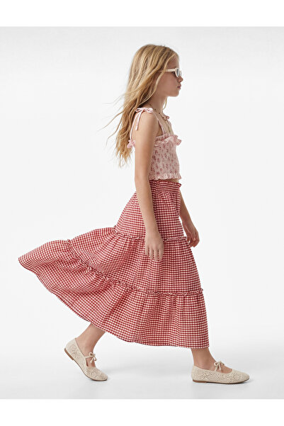 Koton Φούστα μίντι από ύφασμα Bürümcük με ελαστική μέση και πτυχώσεις