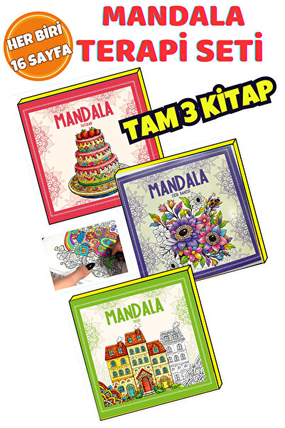 KBY Mandala Boyama Kitabı Her yaşa uygun Mandala Terapi Seti 3 Kitap