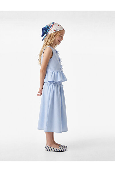 Koton Βαμβακερή φούστα μίντι σε γραμμή Α με φιόγκο και ψηλόμεσο σχέδιο