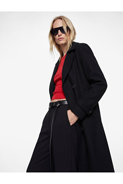 Koton Μακρυμάνικη καμπαρντίνα από γκαμπαρντίνα με διπλό στήθος, τσέπες με κου...