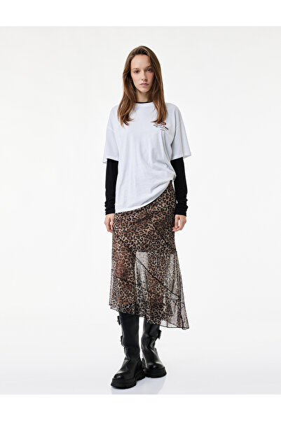 Koton Μίντι φούστα με ασύμμετρη κοπή και σχέδιο λεοπάρ