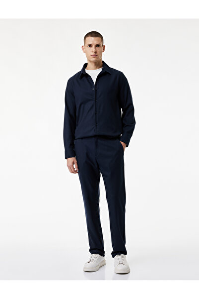 Koton Regular Fit Viscose Blend Classic Collar Long Sleeve Shirt