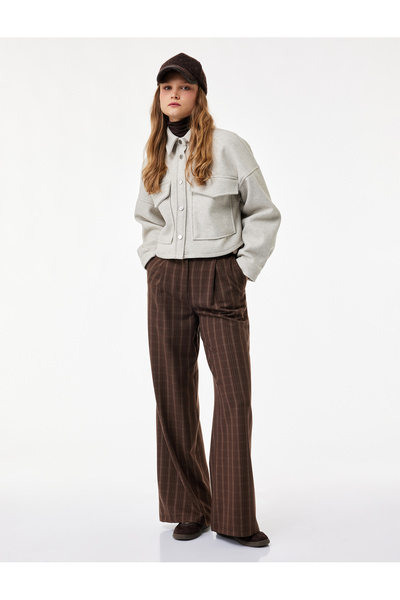 Koton Κλασικό πουκάμισο με μακρυμάνικο μπουφάν με κουμπιά και λεπτομέρεια τσέ...