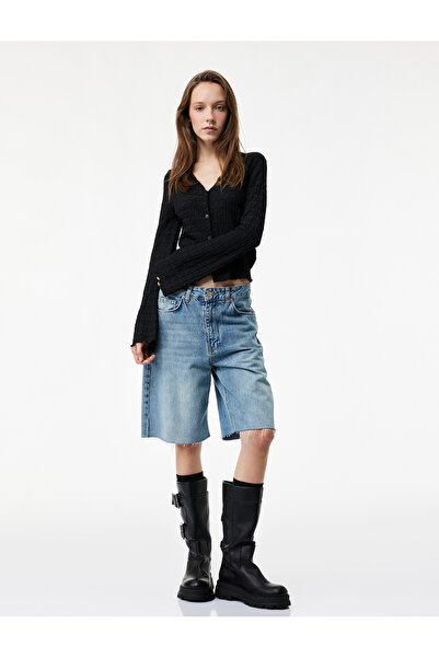 Koton εφαρμοστό Μακρυμάνικη μπλούζα με κουμπιά με κλασικό γιακά