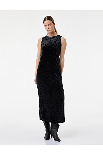 Koton Φόρεμα με στρογγυλή λαιμόκοψη χωρίς μανίκια με βελούδο