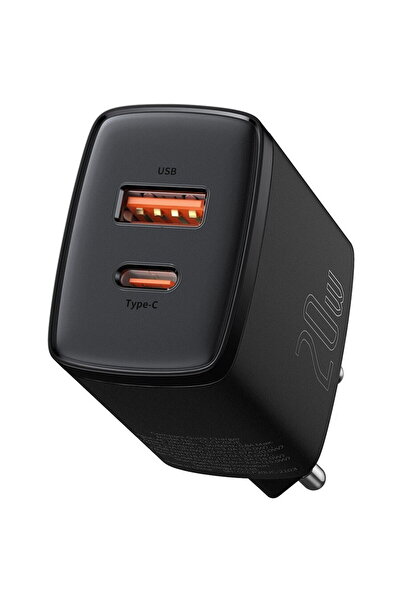 Baseus Incarcator retea Compact, Quick Charger, 20W, USB-C, USB, PD 3.0, Negru