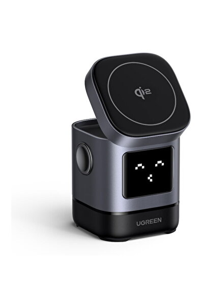 Ugreen Incarcator wireless magnetic Uno 2-in-1 Qi2, 15W, Gri