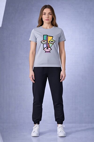 x-compass life Unisex Oversize T-Shirt & Sweatpants Set – Modern Abstract Fac...