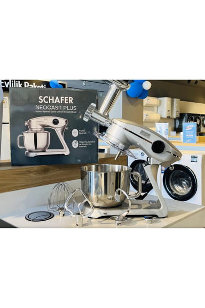 Schafer NeoCast Plus Kıyma Aparatlı Dijital Döküm Stand Mikser 6L-Gümüş