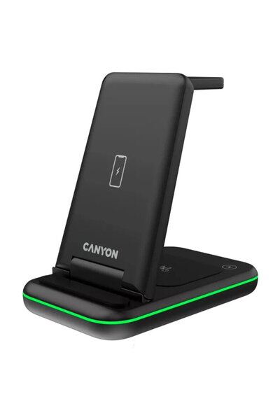 CANYON Încărcător wireless Canyon, WS-304 15W 3in1, Negru (CNS-WCS304)