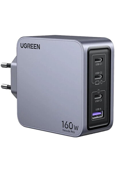 Ugreen Nexode Pro 160W wall charger, GaN Mini, 3x USB-C, 1x USB-A, with USB-C...