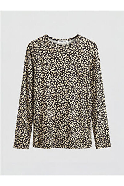 LC Waikiki New Season Beige Crew Neck Patterned Blouse