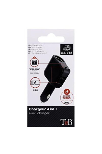 TNB 4 in 1 cigarette lighter charger - black "ACGPUSBC"
