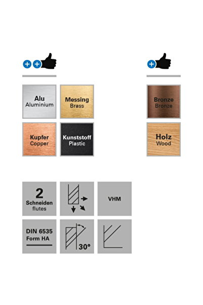 Datron 2-flute milling cutter, 0068460Y, 6.0x6.0mm